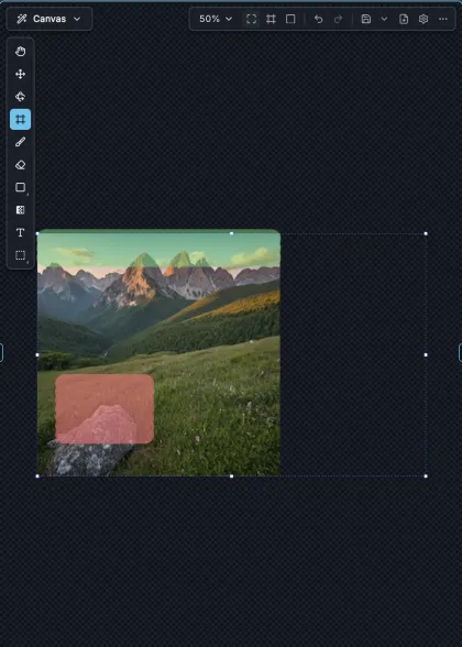 The generation frame extended to the right of the landscape image, leaving an empty area to be filled.
